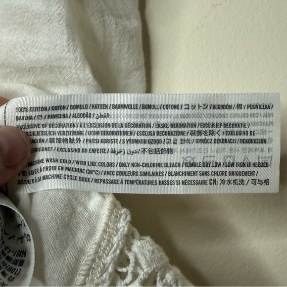 A+F Boho 100% Cotton Flowy White Swing Lace Halter Style Cropped Tank Top - Picture 8 of 8